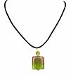 Necklace - N156 - Murano Style Glass Pendant - Square ~ Lt. Amethyst and Lime Green on Velvet Flock Cord