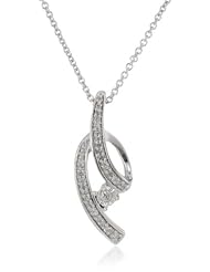 Sterling Silver Diamond Twist with Miracle Plate Pendant Necklace (1/10 Cttw, I-J Color, I2-I3 Clarity), 18"