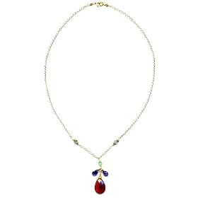 14K Gold Carnelian & Iolite Tudor Necklace by 