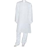 Casual Dress Men Cotton Clothing Embroidered Kurta Pajama Long Sleeve Size M (chgkp022) by Comfort