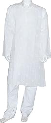 Casual Dress Men Cotton Clothing Embroidered Kurta Pajama Long Sleeve Size L (chgkp022)