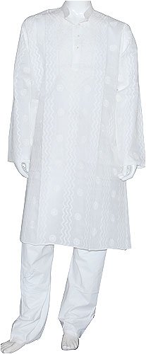 Casual Dress Men Cotton Clothing Embroidered Kurta Pajama Long Sleeve Size L (chgkp022)
