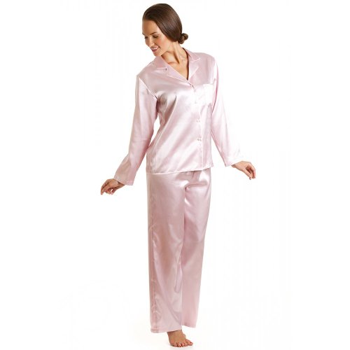 Pyjama long en satin - femme - rose - taille 38 à 50 44 Pyjama long en satin - femme - rose - taille 38 à 50 44