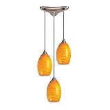 31dt CNFSIL. SL160  Mulinello   3 Light Mini Pendant Lighting Fixture   Brushed Nickel   Canary Yellow Glass   B3648