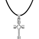 CleverEve's Tubular Cross With Cord Sterling Silver 24.25X15.00