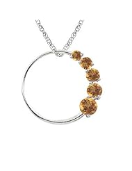 0.40 Cts AA Round Citrine Journey Circle Pendant in 14K White Gold
