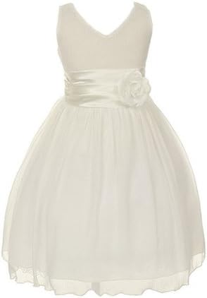 Chiffon Double V Neck Wedding Flower Girl Dress, Made in USA