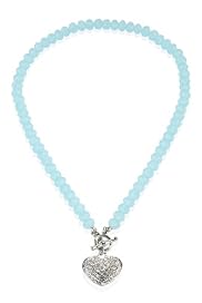 Sparkle Heart Pendant T-Bar Necklace