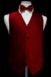 Tuxedo Vest - 5 Button Diamond Pattern "red" with Matching Bowtie