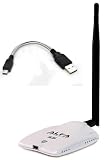 Alfa AWUS036NHR - High-Gain 2000mw 2W 802.11 B/G/N Wireless USB Network Adaptor With 5dBi antenna and a Mini bendable Flex cable - Wireless-N 802.11n Wi-Fi - 150Mbps - 2.4 GHz - 5dBi Antenna - Long Range - Realtek Chipset - Strongest on the Market
