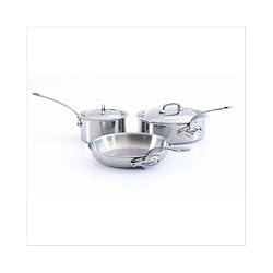 Mauviel Mcook Collection 5 Piece Stainless Steel Cookware Set with Wooden Crate