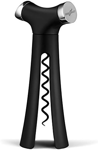 4 in 1 Wine Opener-Screwpull Corkscrew with Pour Spout, Bottle Stopper, Wine Foil Cutter (Black)