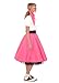Hip Hop 50's Shop 1950s Adult 4 Piece Poodle Skirt Costume Outfit for Women with Accessories (glasses, socks, scarf) (XLarge/XXLarge, Hot Pink)