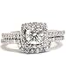 1.25CT Pave Diamond Halo Engagement Wedding Ring 14K White Gold Set SI1/SI2