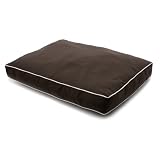 Dog Gone Smart Bed Canvas Rectangular Pet Bed with Ecru Piping, Brown, X-Large