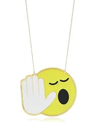 nOir "Pop Culture" Talk To The Hand Emoji Enamel Pendant Necklace