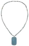14k White Gold Aquamarine Roundel Necklace w/ Blue Chalcedony Pendant, 16