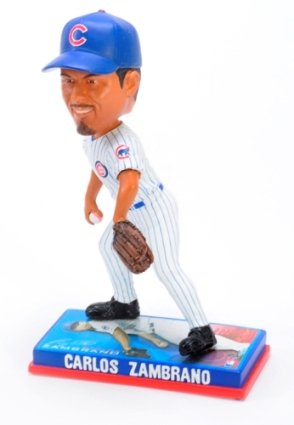 Forever Collectibles Chicago Cubs Carlos Zambrano Photo Base Action Bobble