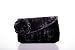 Black small velvet handheld clutch bag evening handbag with velvet rose