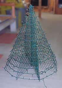 Green Crab Pot Wire Christmas Tree ( White Lights - 6 Feet Tall - Foldable ) On Sale