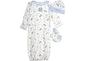 Gerber Organic Gown Starter Set- Jungle Pals BLUE 0 - 6 Months