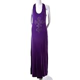 Rio Studded Cross Racerback Jersey Maxi Long Dress Purple M