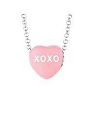 Sterling Silver 10mm Lt Pink enamel Sweethearts XOXO Heart Pendant