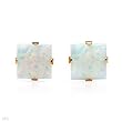 Stud Earrings With Created Opals Made in Yellow Gold Length 6.5mm