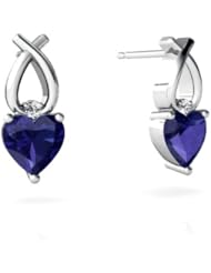 Created Sapphire 14kt White Gold Earrings
