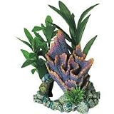 Purple Ridge Coral Cave with Plants - 5.5 in. x 4 in. x 5.5 in.