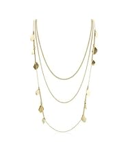 Alexander James 14k Gold Bonded 36 Inch Fashion Necklace with Leaf Motif Designed with Three Chain Types in Goldtone 22.3 (mm) L x 40.8 (mm) W x 2.3 (mm) H