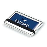 Produkt-Bild: LUFTHANSA Kreditkartenetui mit Dekor, Motiv "RETRO KRANICH", Stahl, gl&auml;nzend verchromt, mit schwarzer PVC Einlage