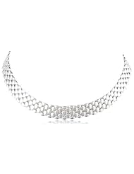 Italian Sterling Silver Womens 5-Row Round Panther-Link Necklace, 16.75"