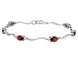 Garnet Gemstone and Diamond 3.32 Carat (ctw) Bracelet in White Gold
