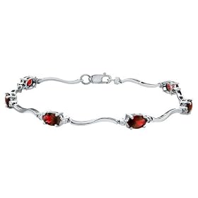 Garnet Bracelet with Diamond 3.32 Carat (ctw) in 10K White Gold by