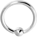 Solid 14KT White Gold 12 Gauge 5/8 Captive Ball Ring 5mm Ball
