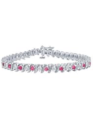 Pink Sapphire and Diamond S Tennis Bracelet Platinum 5.00 CT TGW