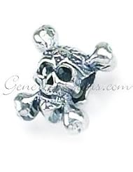 Sterling Silver Skull and Bones Zable Bead Charm BZ1411