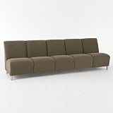 Ravenna Armless Five Seater Avon Black Fabric/Brushed Steel Legs