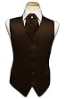 Tuxedo Vest - Solid Satin with Matching Pin Ascot, Chocolate