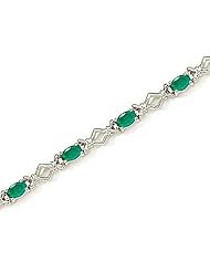 14kt Yellow Gold Oval Emerald and Diamond Bracelet