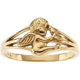 Elegant and Stylish Angel Ring with Holy Spirit in 14K Yellow Gold ( Size 6 ), 100% Satisfaction Guaranteed.