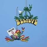 4 RESIN PEACE FROG ORN 2/ASSTD: IMAGINE & BELIEVE.