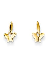 MadiK® Kids Collection 14k Yellow Gold Polished Butterfly Post Dangle Earrings
