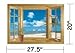 ouledixun 1 X Ocean View Faux Window Beach Tropical Blue Sea Removable Wall Decor Decal Stickers