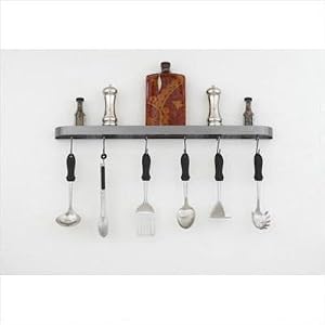 Sterling 46 Wall Mounted Pot Rack Finish Accent: Brushed Silver Topcoat, Base Finish: Powder Coat... by