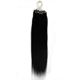 Amazing Sale 20 Inch 100 Strands 0.5g/s Remy Loops Micro Rings Beads Tipped Human Hair Extensions#01 - Jet Black