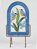 Gallery Art Glass Blue Birds 3-D Windows