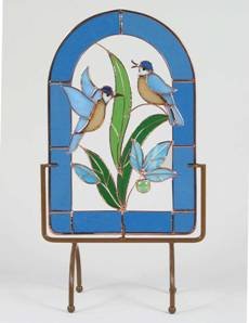 Gallery Art Glass Blue Birds 3-D Windows