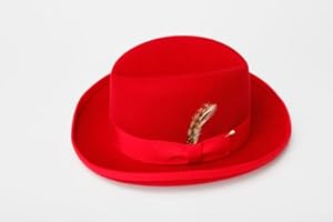 New Mens 100% Wool Red Godfather Style Homburg Fedora Hat